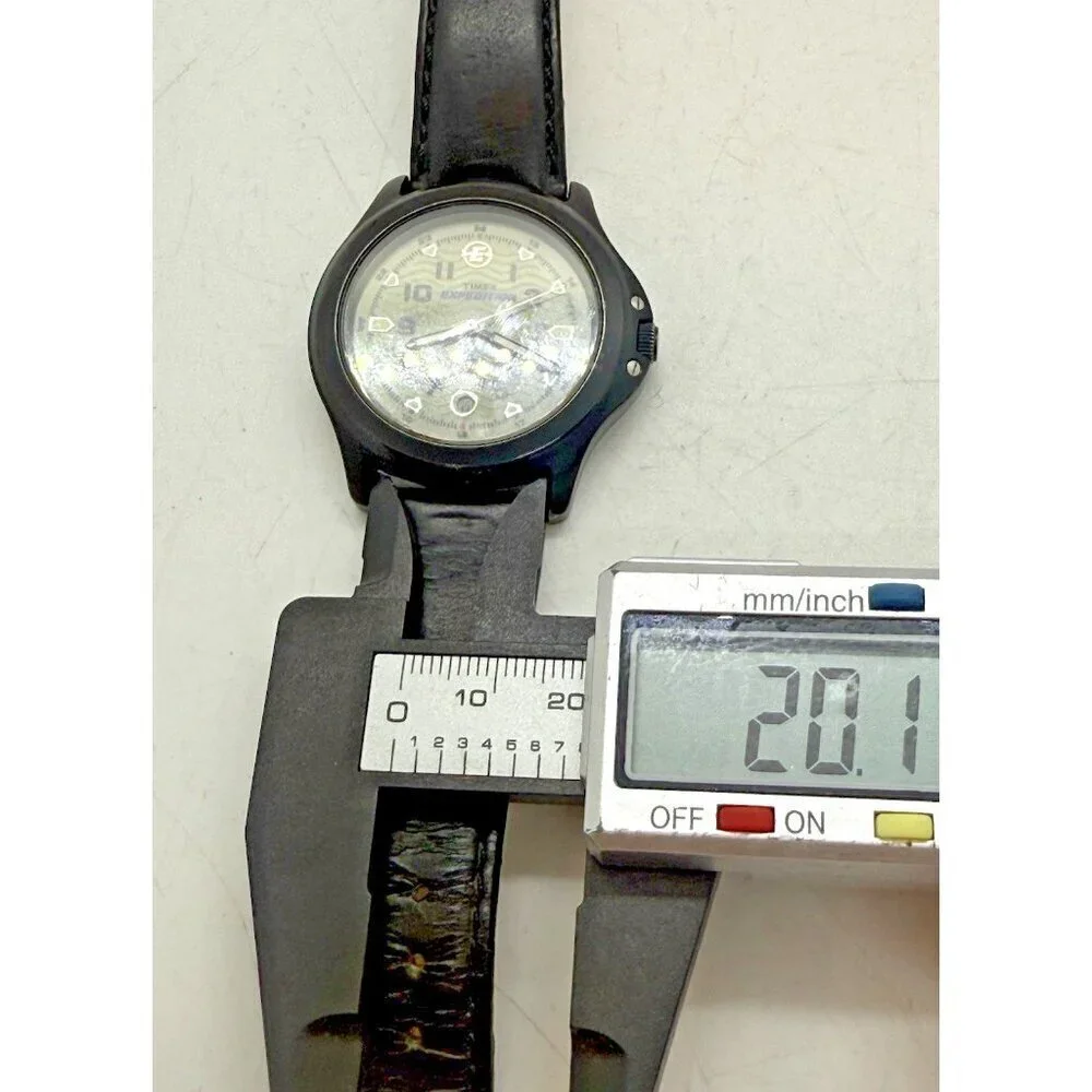 Timex Expedition Indiglo Men's Field Metal Watch Date Black Leather Band T47012